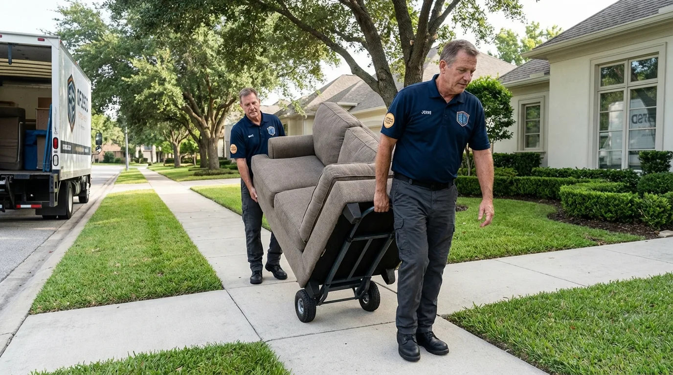 Local residential moving crew loading furniture in Rutland, MA